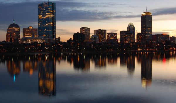 Boston skyline at night