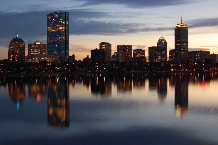 Boston skyline at night