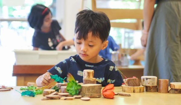 A child plays in a Vancouver classroom