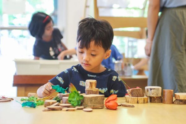 A child plays in a Vancouver classroom