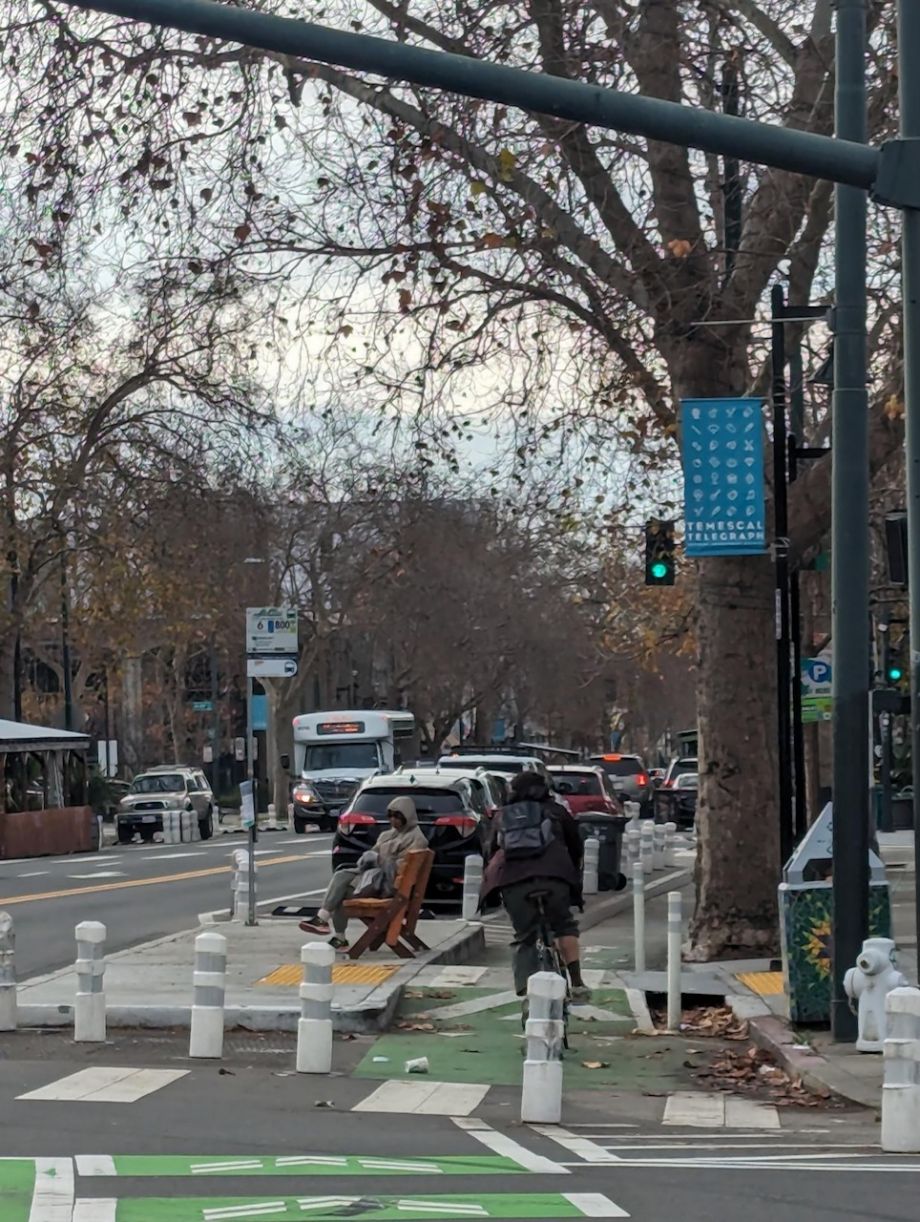 Hand-made guerilla bus bench in Berkeley