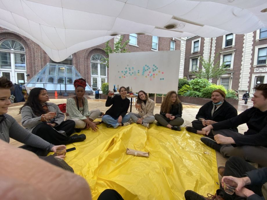 University class held outdoors