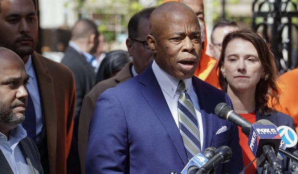 Mayor Eric Adams speaks at a press conference