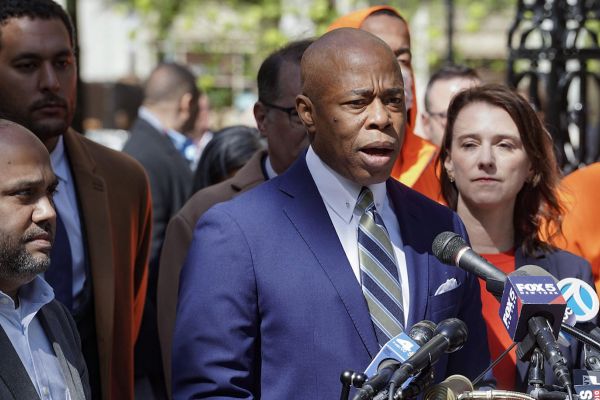 Mayor Eric Adams speaks at a press conference