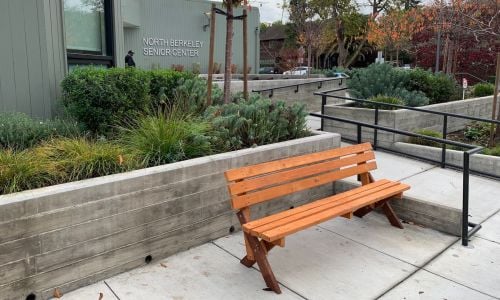 Hand-made guerilla bus bench in Berkeley