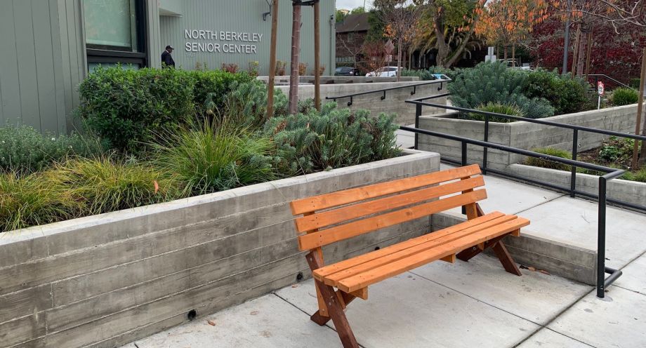 Hand-made guerilla bus bench in Berkeley