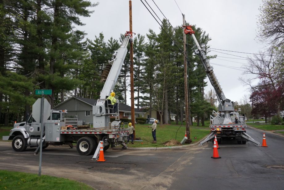 Crew members at work in Massena