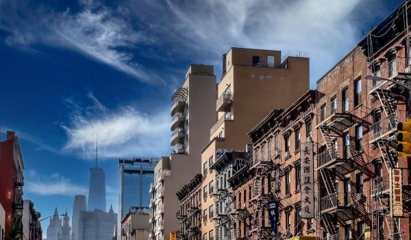 Exterior of apartments in New York City's Chinatown