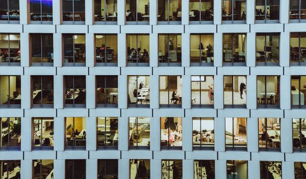 Rows of windows of an office building