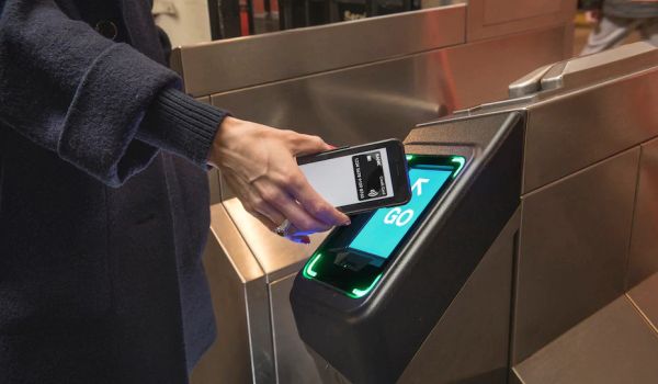 Contactless payment at an MTA subway turnstile